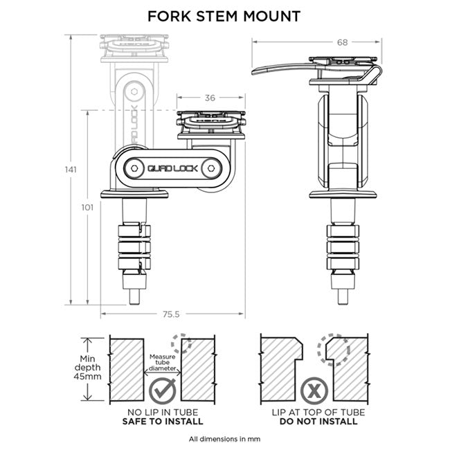 Quadlock Forkstem Mount tech